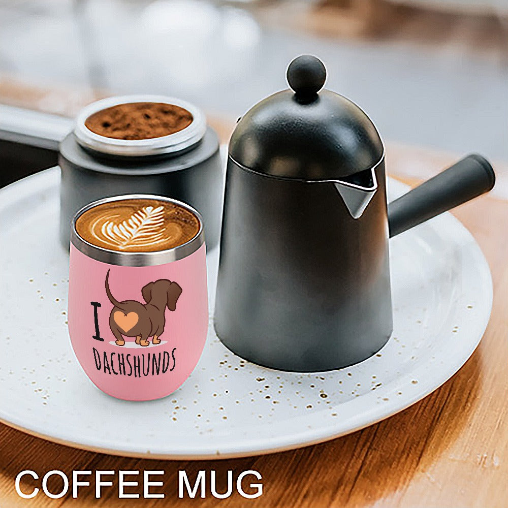 I Love Dachshunds Stainless Steel Insulated Cup in Pink