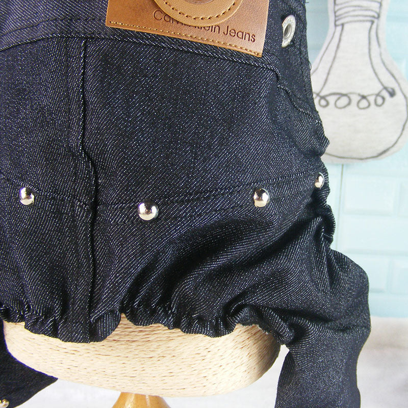 Casual pet dog denim overalls in Dark Blue