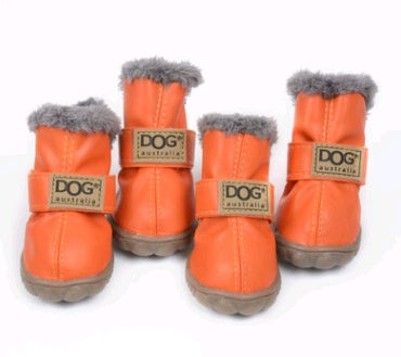 Thick Winter Faux Fur Dog Snow Boots in Black, Vintage Silver, Light Brown, Sky Blue, Scarlet, Rose Pink, Dark Coffee, Yellow, Golden Bronze, Apricot Pink, Rose Red, Wine Red