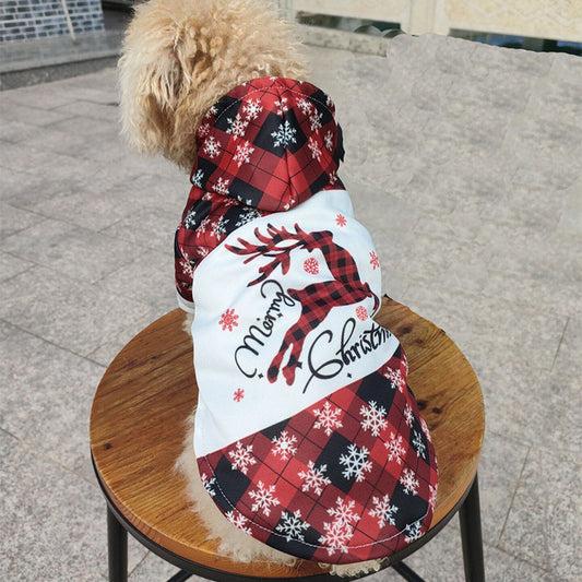 Christmas Reindeer Print Pet Dog Hoodie