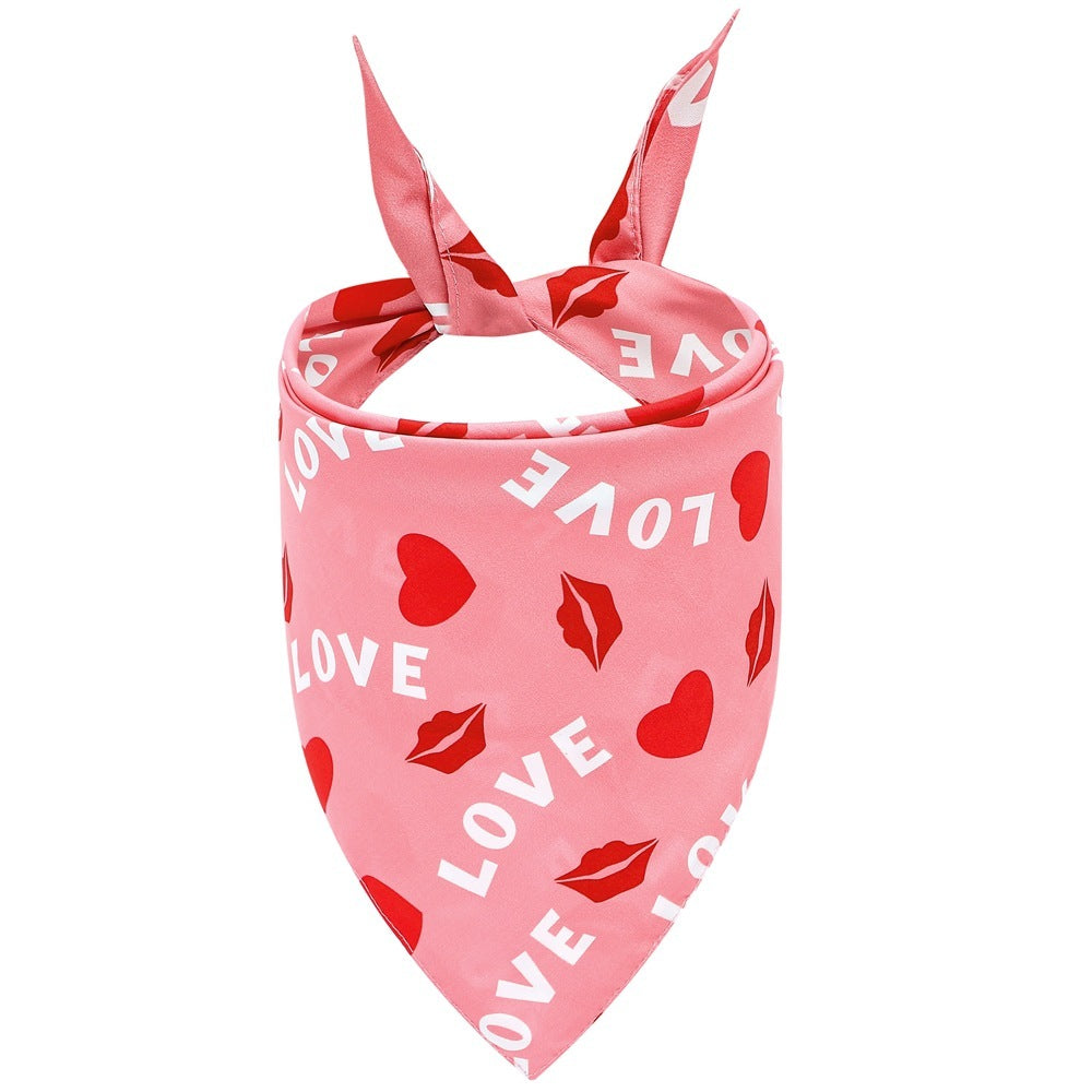 Love and Kiss Valentine's Day Pet Dog Scarf Bandana