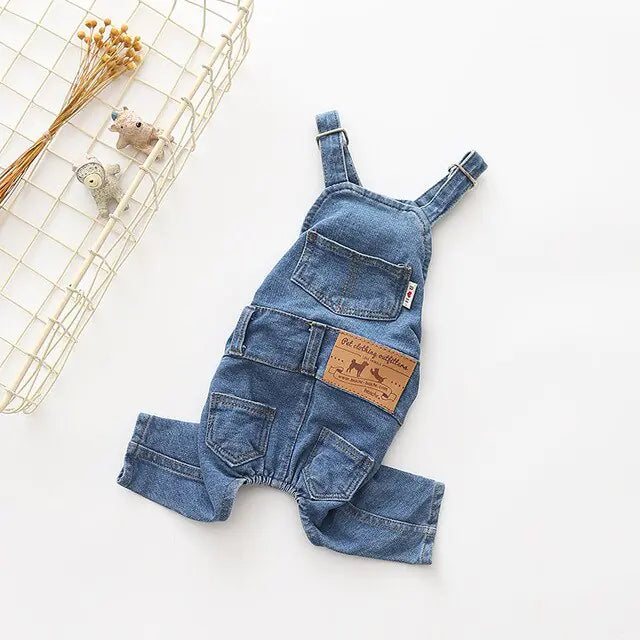 Denim Pet Dog Clothes Jumpsuits Blue Extra Large sold by Poopy and Poops General Pet Store poppyandpoops.ca