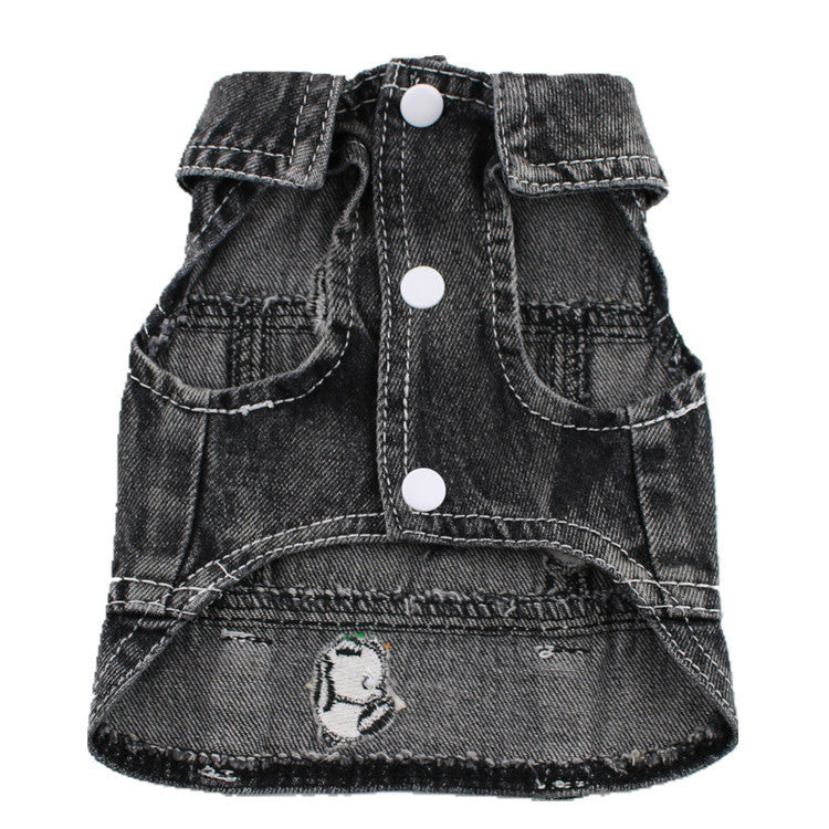 Black Ripped Pet Dog Denim Vest
