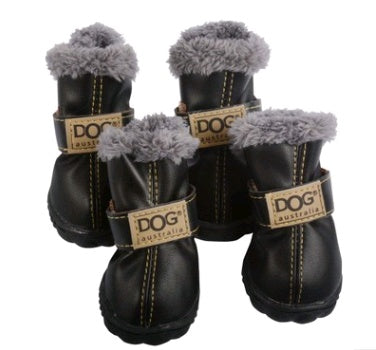 Thick Winter Faux Fur Dog Snow Boots in Black, Vintage Silver, Light Brown, Sky Blue, Scarlet, Rose Pink, Dark Coffee, Yellow, Golden Bronze, Apricot Pink, Rose Red, Wine Red