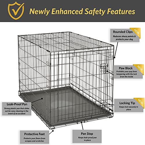 Folding Metal Dog Crate; Double Door 30" by New World Pet Products in Black