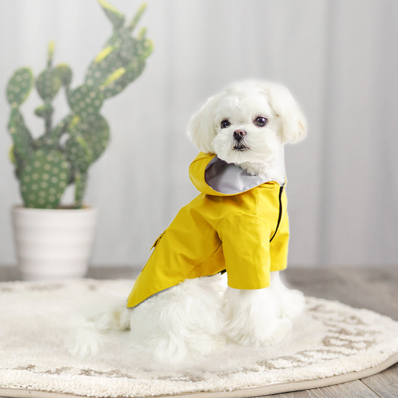 Solid Color Pet Dog Rain Coat in Yellow Blue and Pink