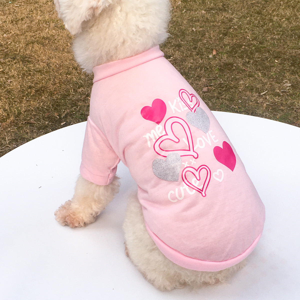 New Pet Clothes Dog Clothing Round Neck Printed Raglan Sleeve T-shirt