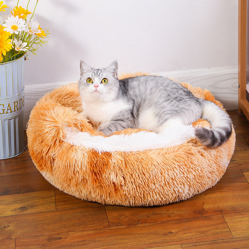 Plush Faux Fur Self Warming Waterproof Semi-enclosed Pet Dog Bed