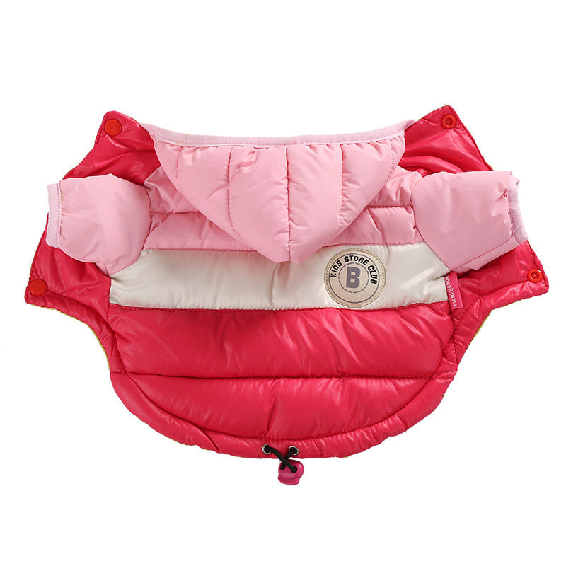 Retro Style Cotton Waterproof Winter Puff Dog Jacket in Ornge Blue Coffee Yellow and Pink