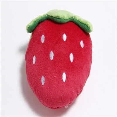 Mushroom Food Plush Squeaking Pet Toy Strawberry sold by Poopy and Poops General Pet Store poppyandpoops.ca