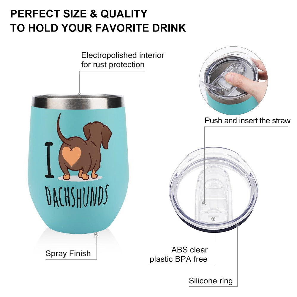 I love Dachshunds Stainless Steel Insulated Cup in Sea Green