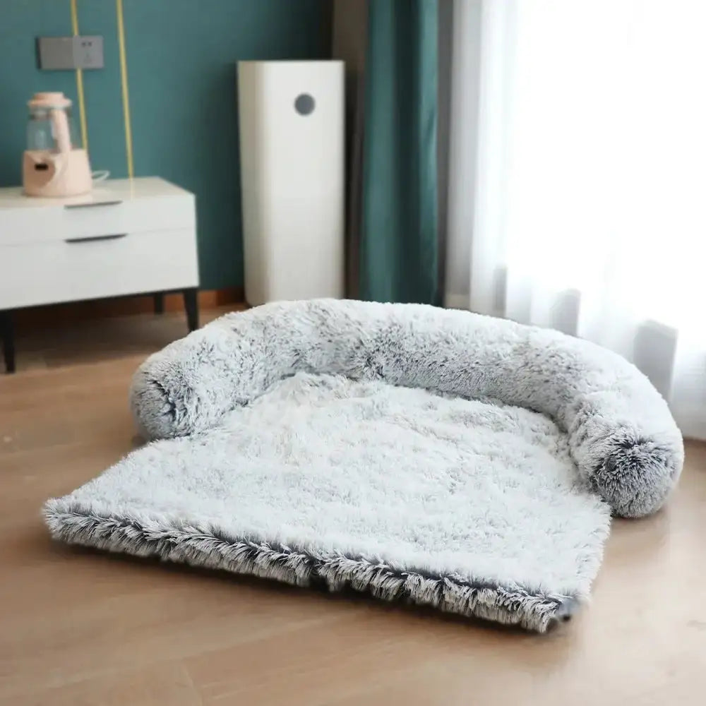 Washable Plush Dog Bed Sofa Cover Gray 90x80x20cm sold by Poopy and Poops General Pet Store poppyandpoops.ca