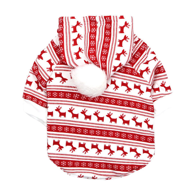 Pet Dog Fleece Christmas Reindeer Hoodie Sweater in Red