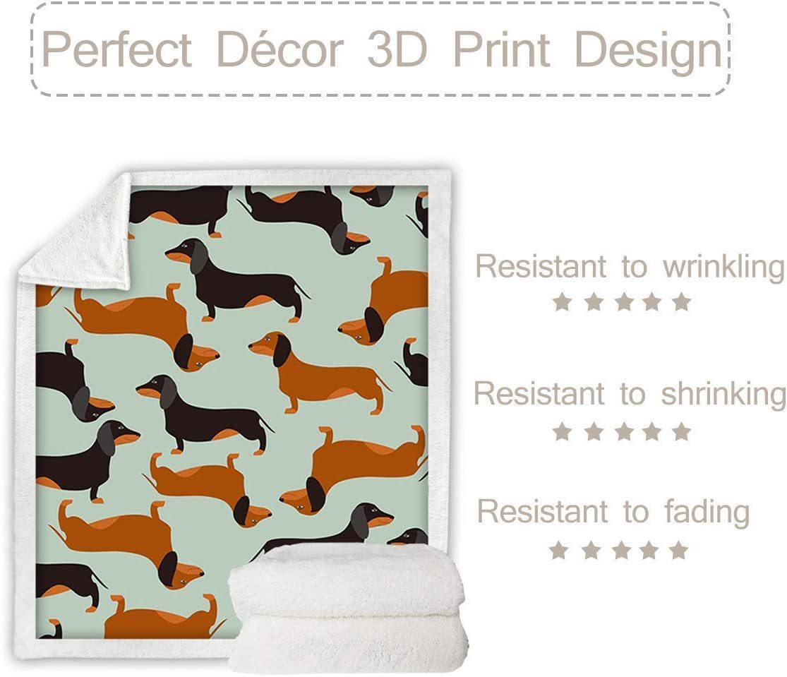 Cute Dachshund Pattern Flannel Blanket