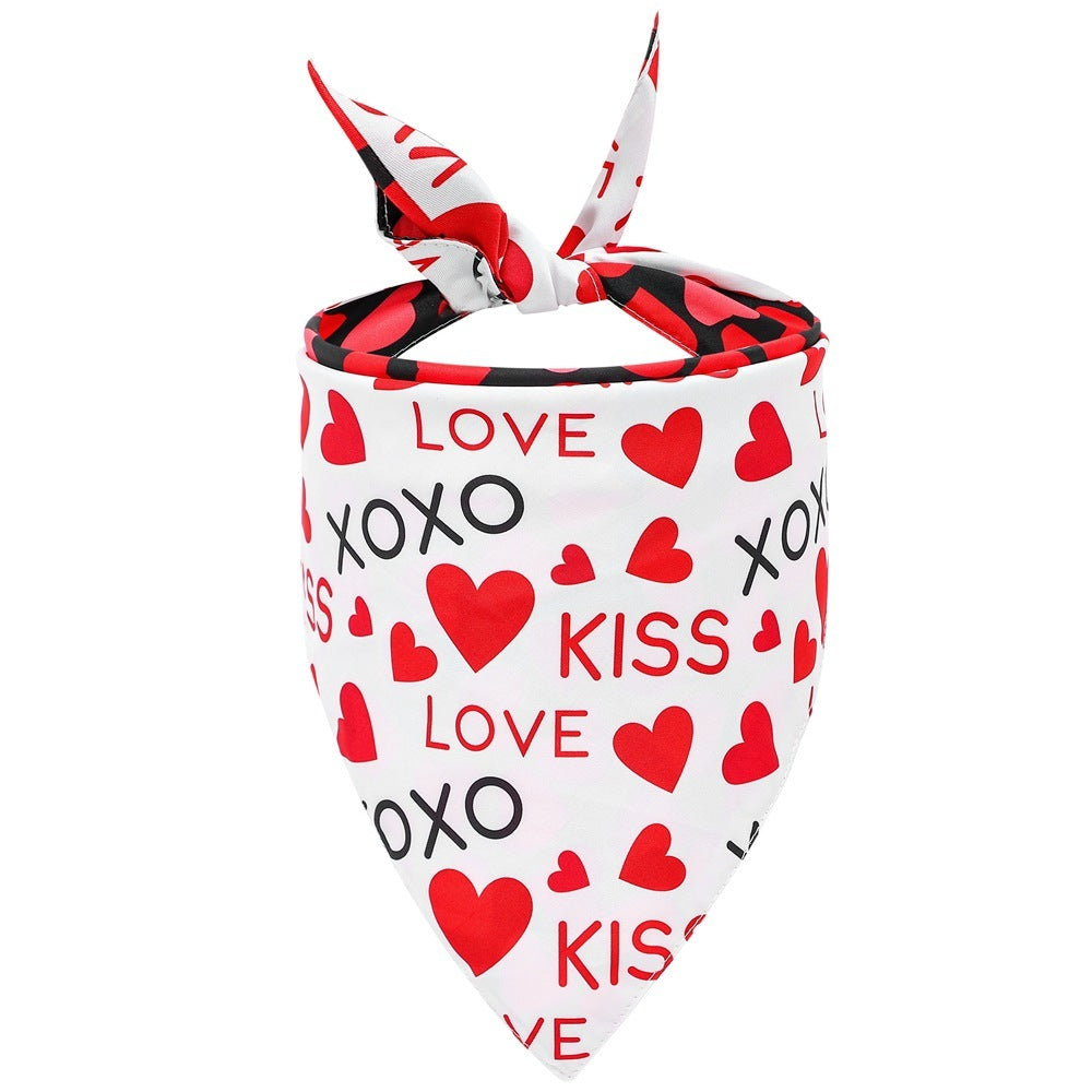 Love and Kiss Valentine's Day Pet Dog Scarf Bandana