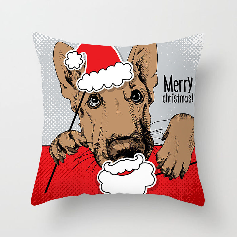 Pug Dog Print Christmas Pillowcase