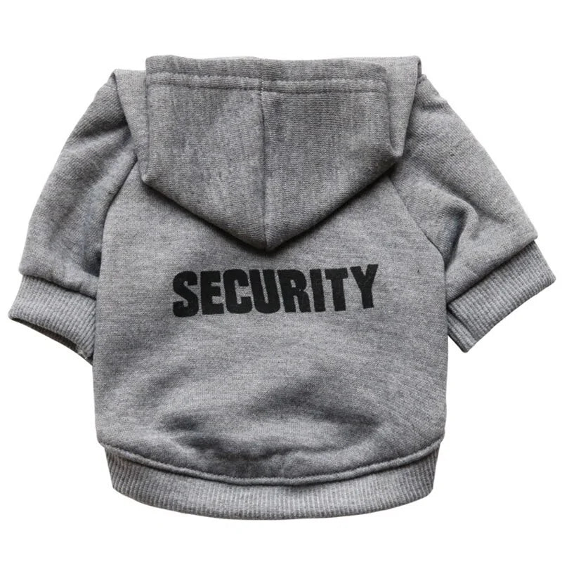 Security Dog Clothes Small Dog Hoodie Coat Gray Security Small sold by Poopy and Poops General Pet Store poppyandpoops.ca