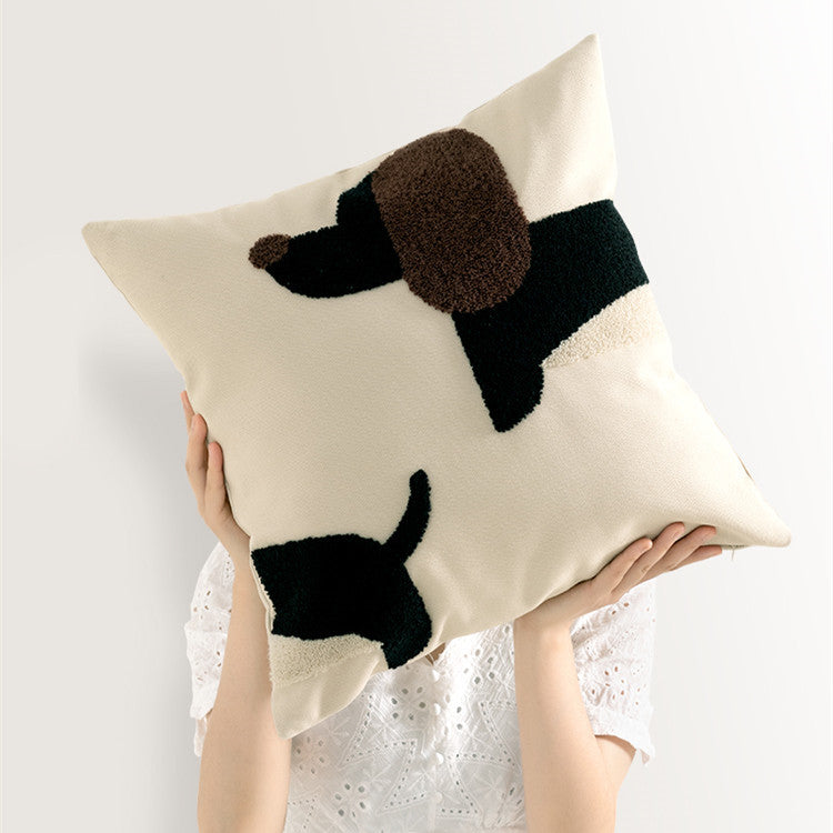 45x45cm Square Cotton Dachshund Couch Throw Pillow in Black and Brown or Blue and Brown