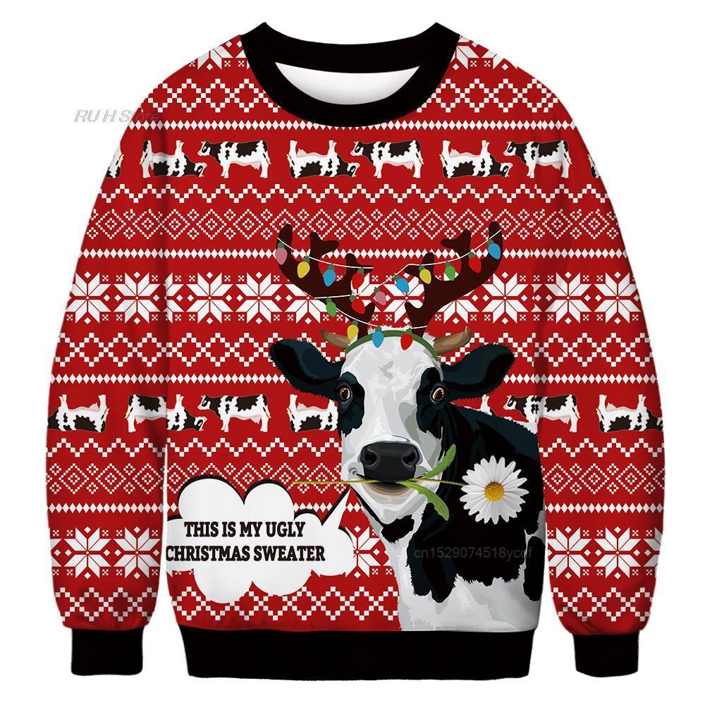 Unisex Animal Print Ugly Christmas Sweater