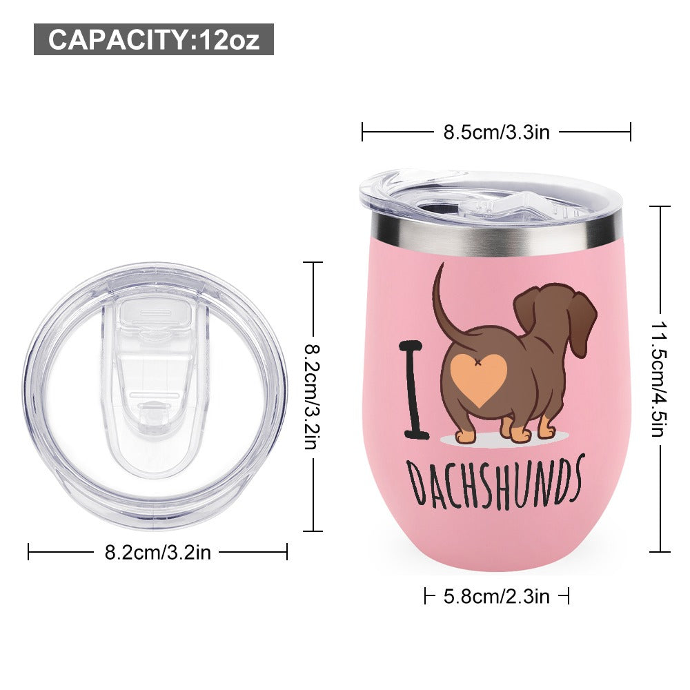 I Love Dachshunds Stainless Steel Insulated Cup in Pink