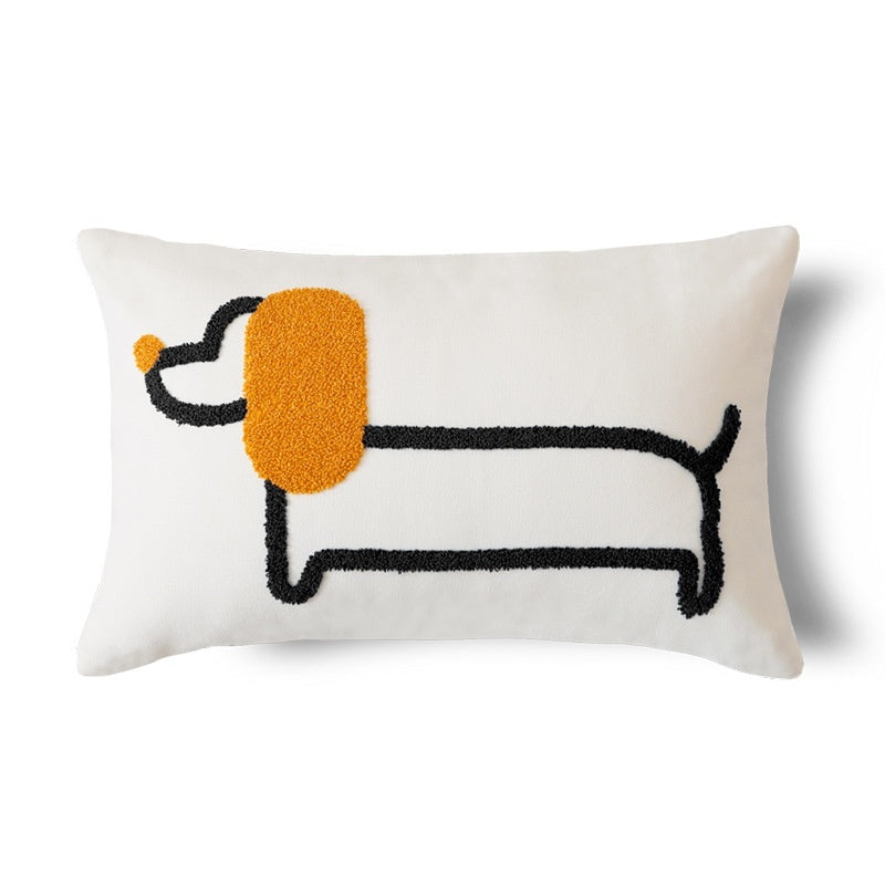 30x50 and 45x45 Embordered Dachshund Couch Throw Pillowcase in Orange Black Blue and Brown