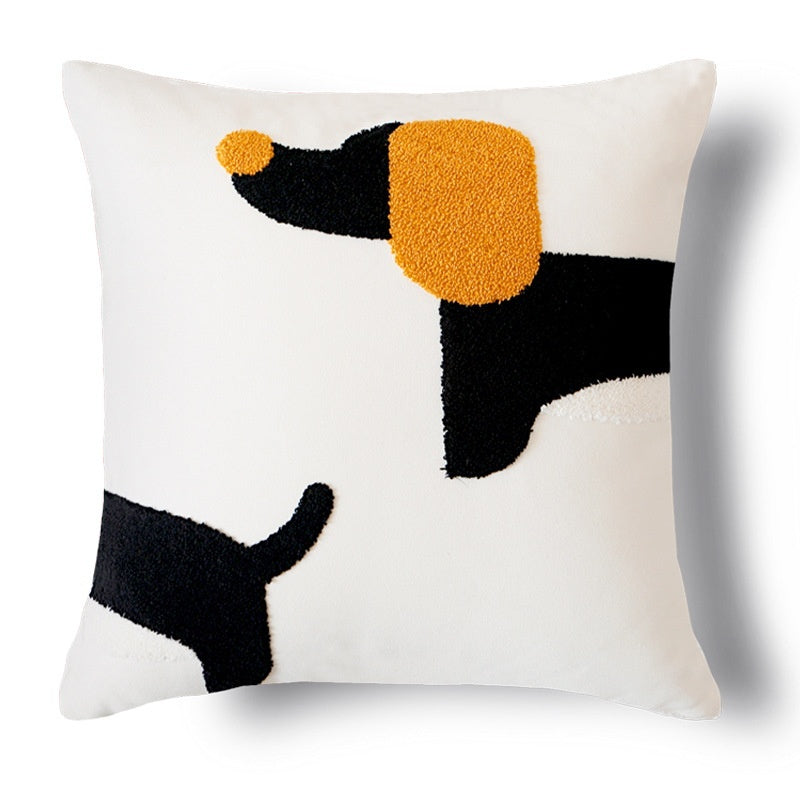 30x50 and 45x45 Embordered Dachshund Couch Throw Pillowcase in Orange Black Blue and Brown