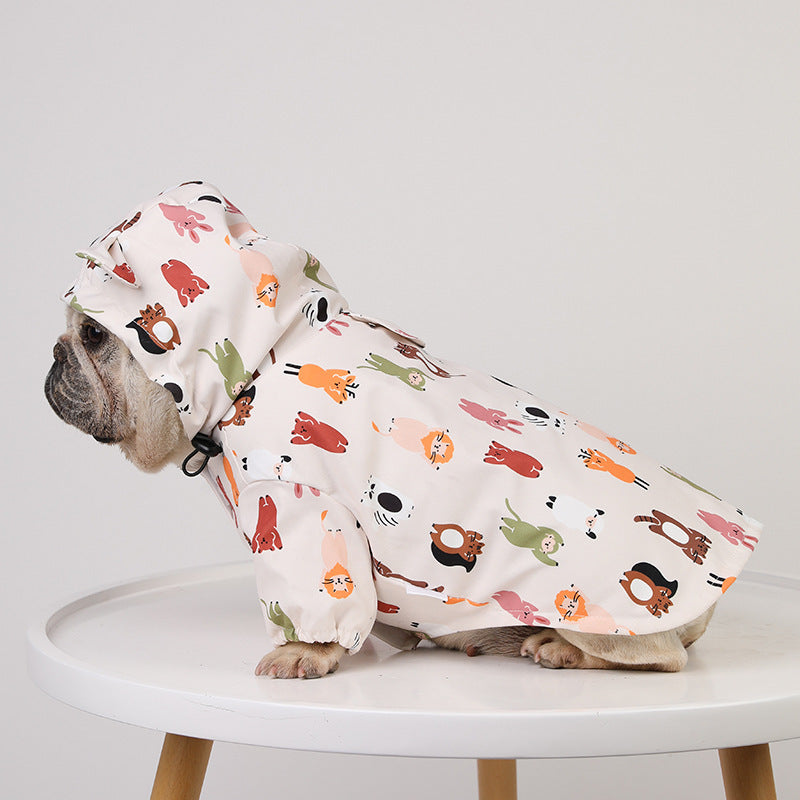 Dog Raincoat Cartoon Double Waterproof Coating