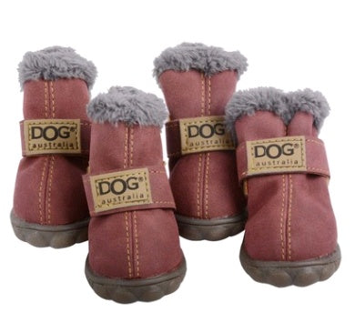 Thick Winter Faux Fur Dog Snow Boots in Black, Vintage Silver, Light Brown, Sky Blue, Scarlet, Rose Pink, Dark Coffee, Yellow, Golden Bronze, Apricot Pink, Rose Red, Wine Red