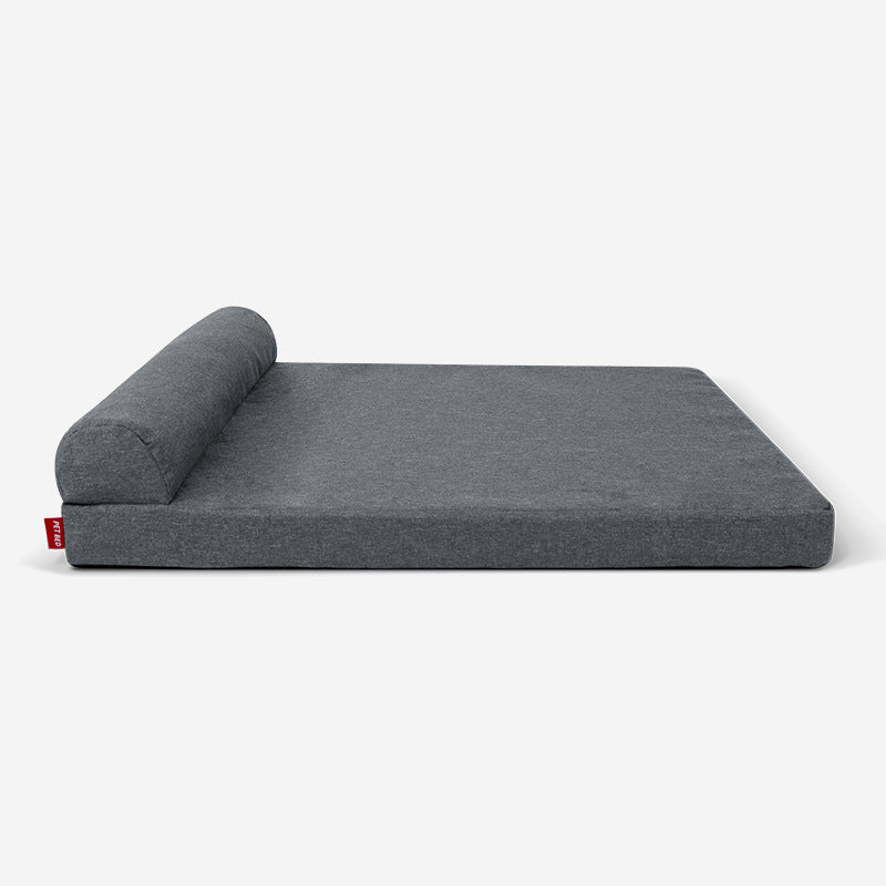 Linen Memory Foam with Waterproof Removable Cover Dog Bed In Gray