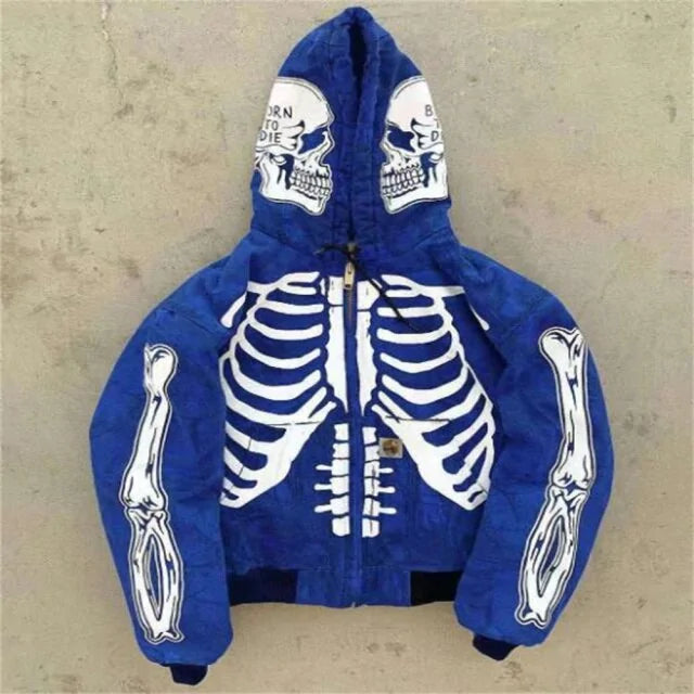 Men's Boy's Skeleton Print Hoodie Blue 2 Extra Large sold by Poopy and Poops General Pet Store poppyandpoops.ca