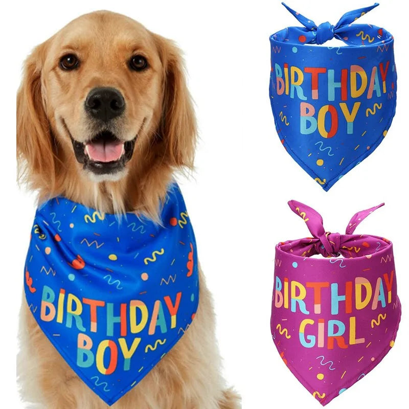 Dog Bandana Happy Birthday Pet Scarf Dog Fashion dog bandana Dog Fashion dog scarf dog scarves sold by Poppy and Poop General Pet Store www.poppyandpoops.ca