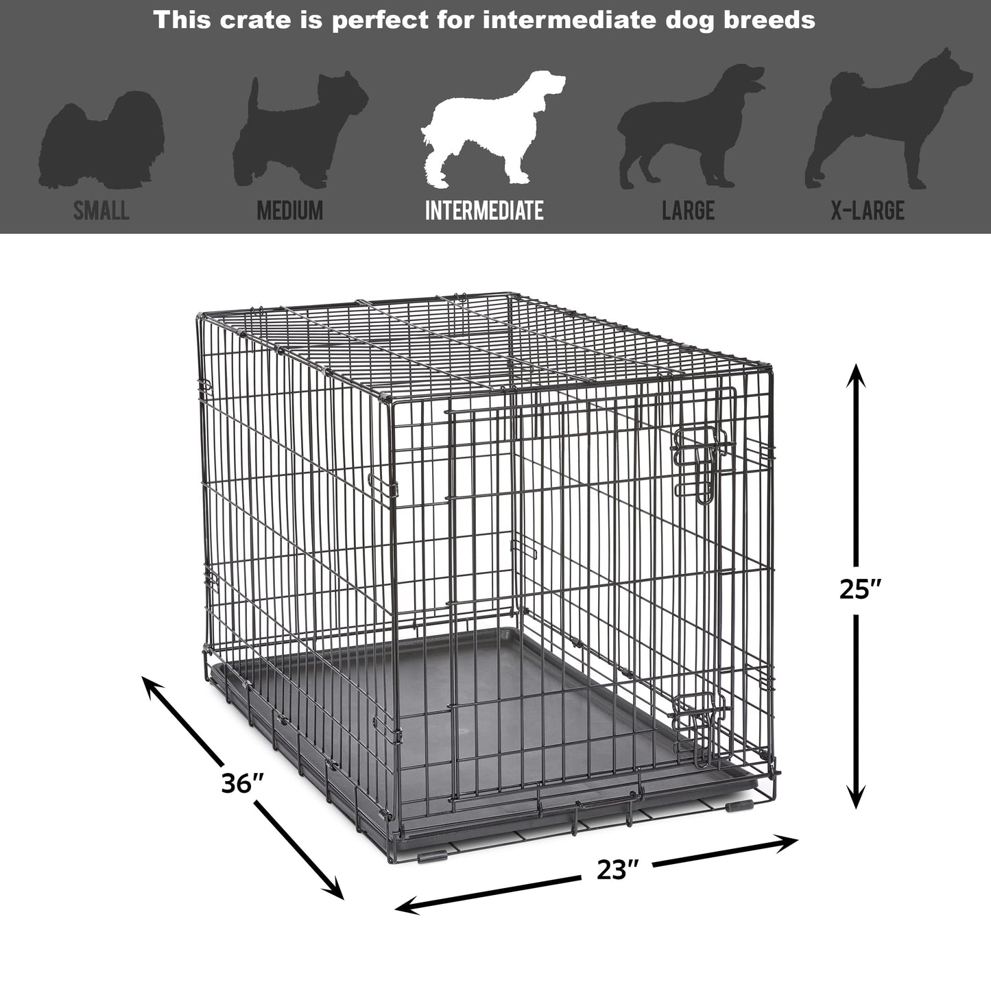 Folding Metal Dog Crate; Double Door 30" by New World Pet Products in Black