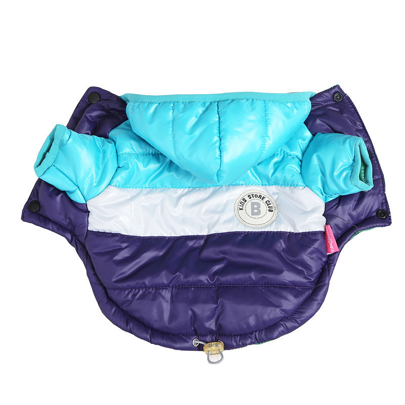 Retro Style Cotton Waterproof Winter Puff Dog Jacket in Ornge Blue Coffee Yellow and Pink