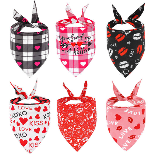 Love and Kiss Valentine's Day Pet Dog Scarf Bandana