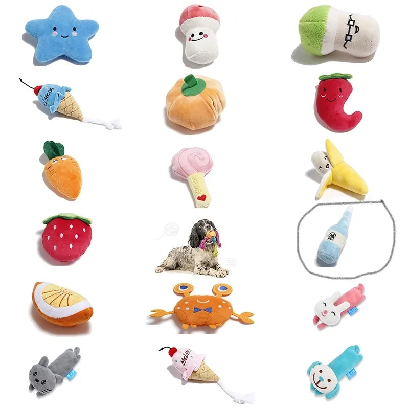 Mushroom Food Plush Squeaking Pet Toy sold by Poopy and Poops General Pet Store poppyandpoops.ca