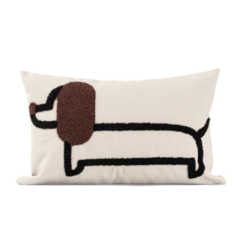 30x50 and 45x45 Embordered Dachshund Couch Throw Pillowcase in Orange Black Blue and Brown