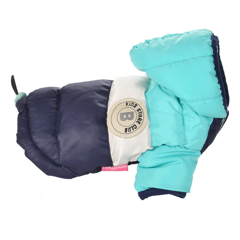 Retro Style Cotton Waterproof Winter Puff Dog Jacket in Ornge Blue Coffee Yellow and Pink