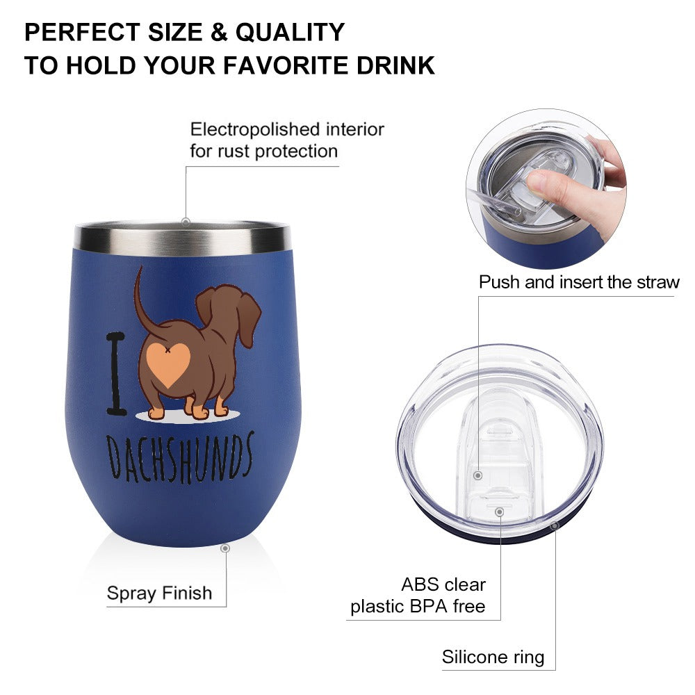 I love dachshunds Stainless Steel Insulated Cup in Blue