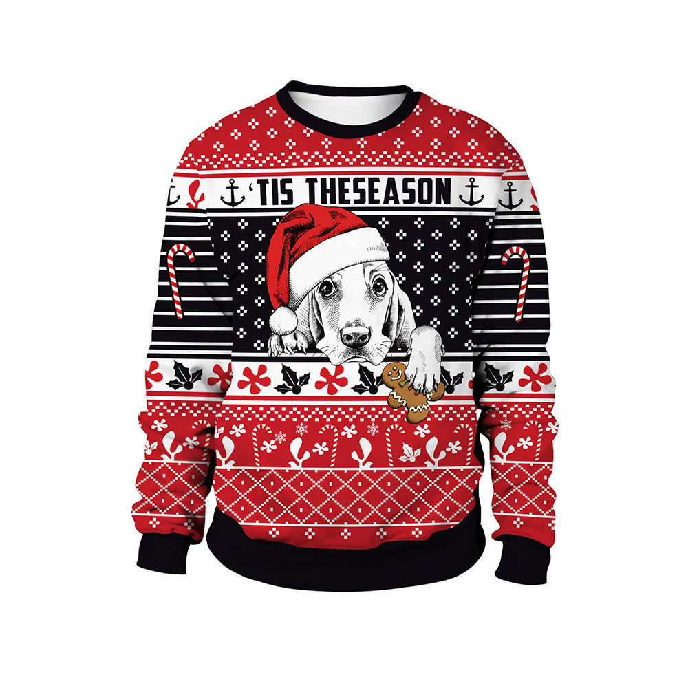 Unisex Ugly Christmas Animal Print Pullover Crew Neck Sweater