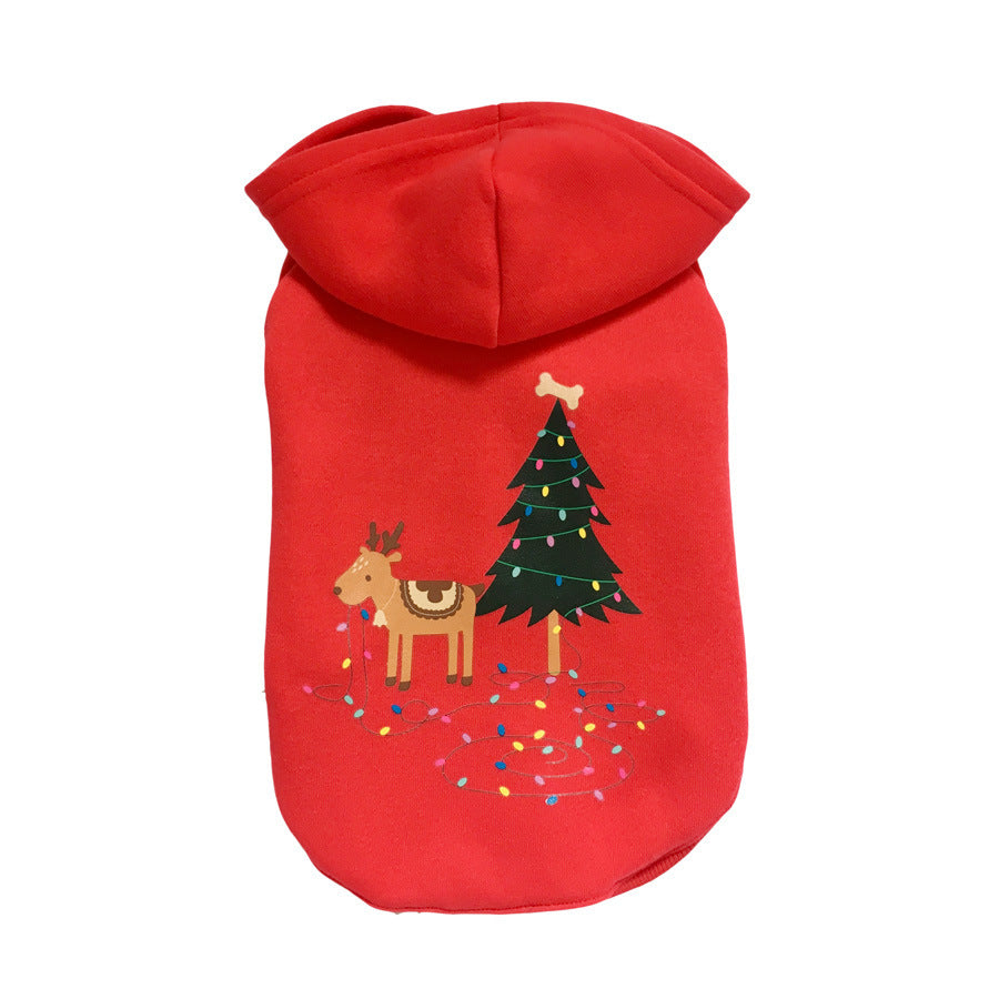 Reindeer Christmas Tree Santa Pet Dog Cotton Hoodie