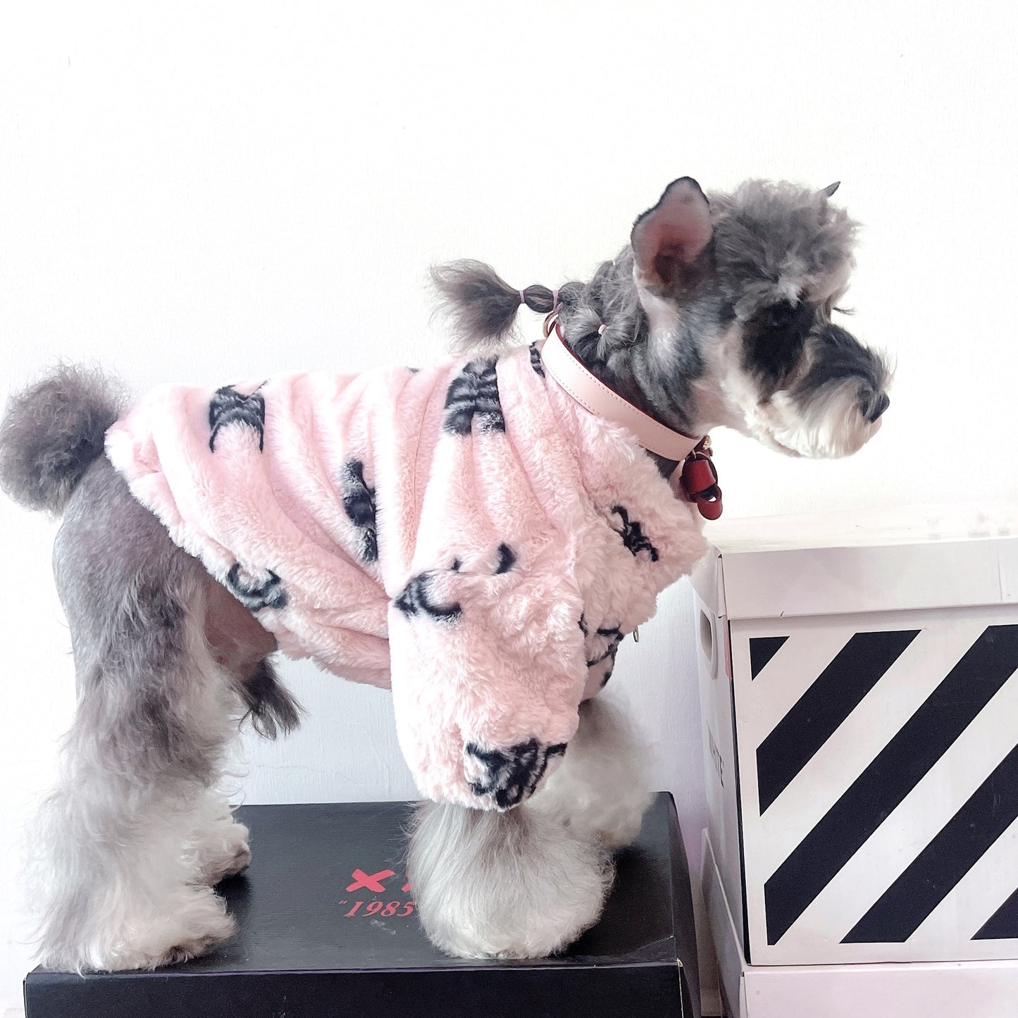 Velvet Fleece Dog Coat in Pink