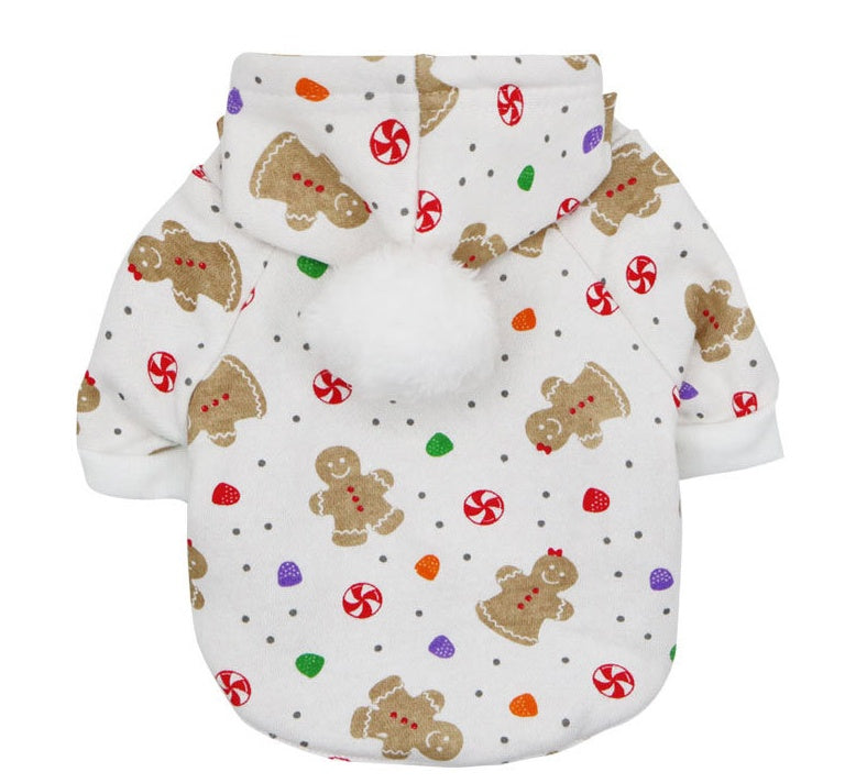 Fleece Christmas Tree, Gingerbread Man Holiday Dog Hoodie Sweater