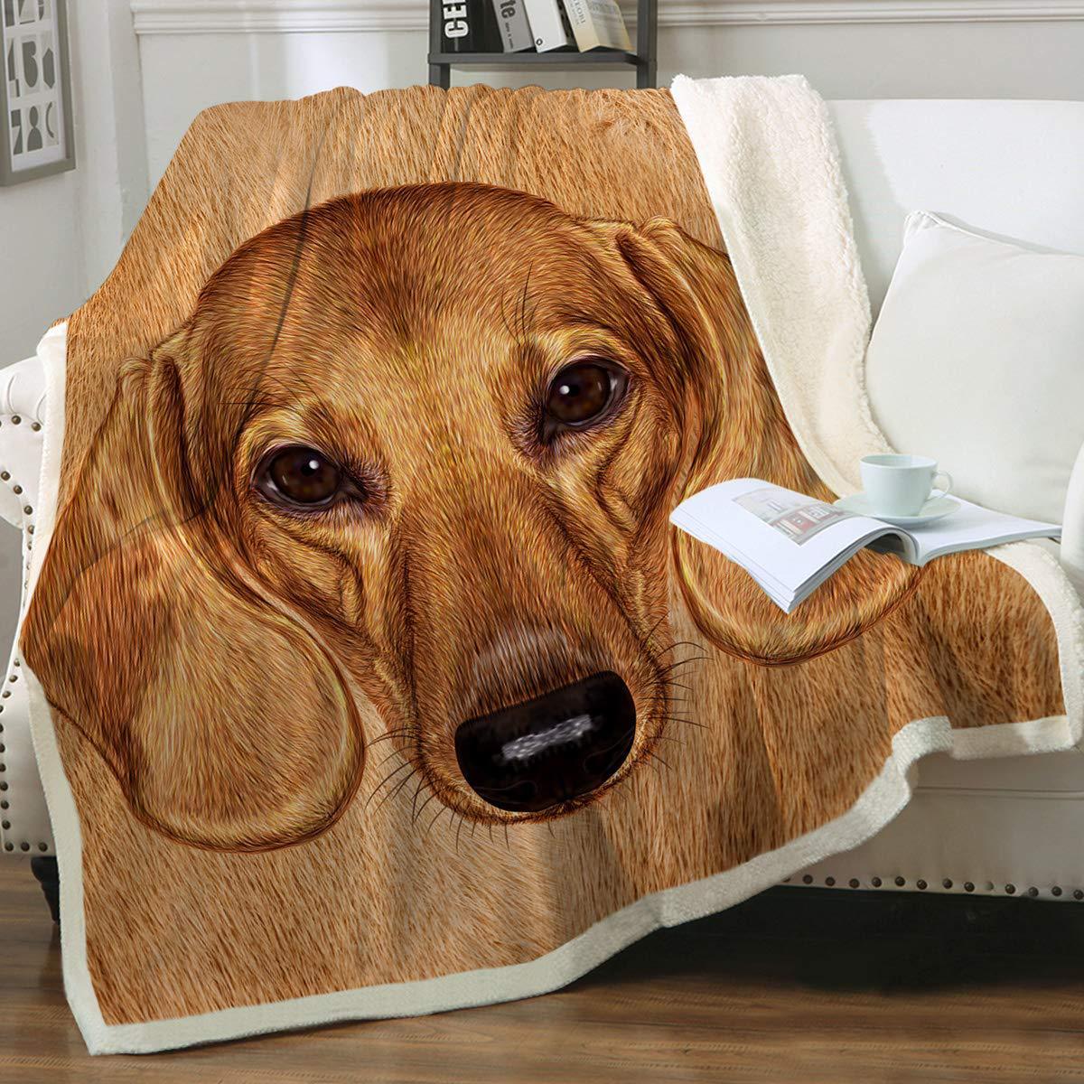 Cute Dachshund Pattern Flannel Blanket