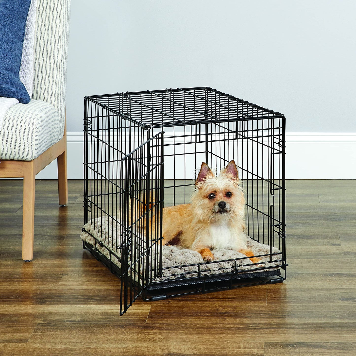 Folding Metal Dog Crate; Double Door 30" by New World Pet Products in Black