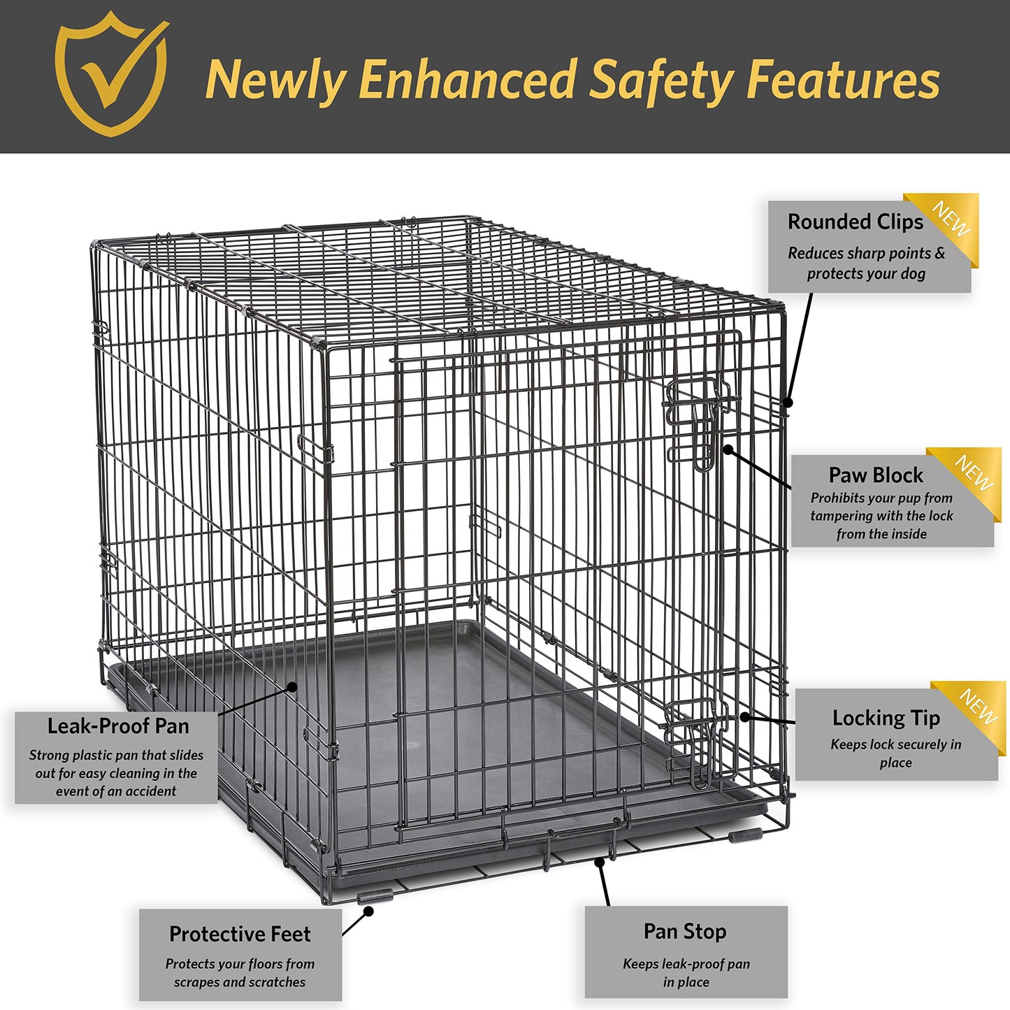 Folding Metal Dog Crate; Double Door 30" by New World Pet Products in Black