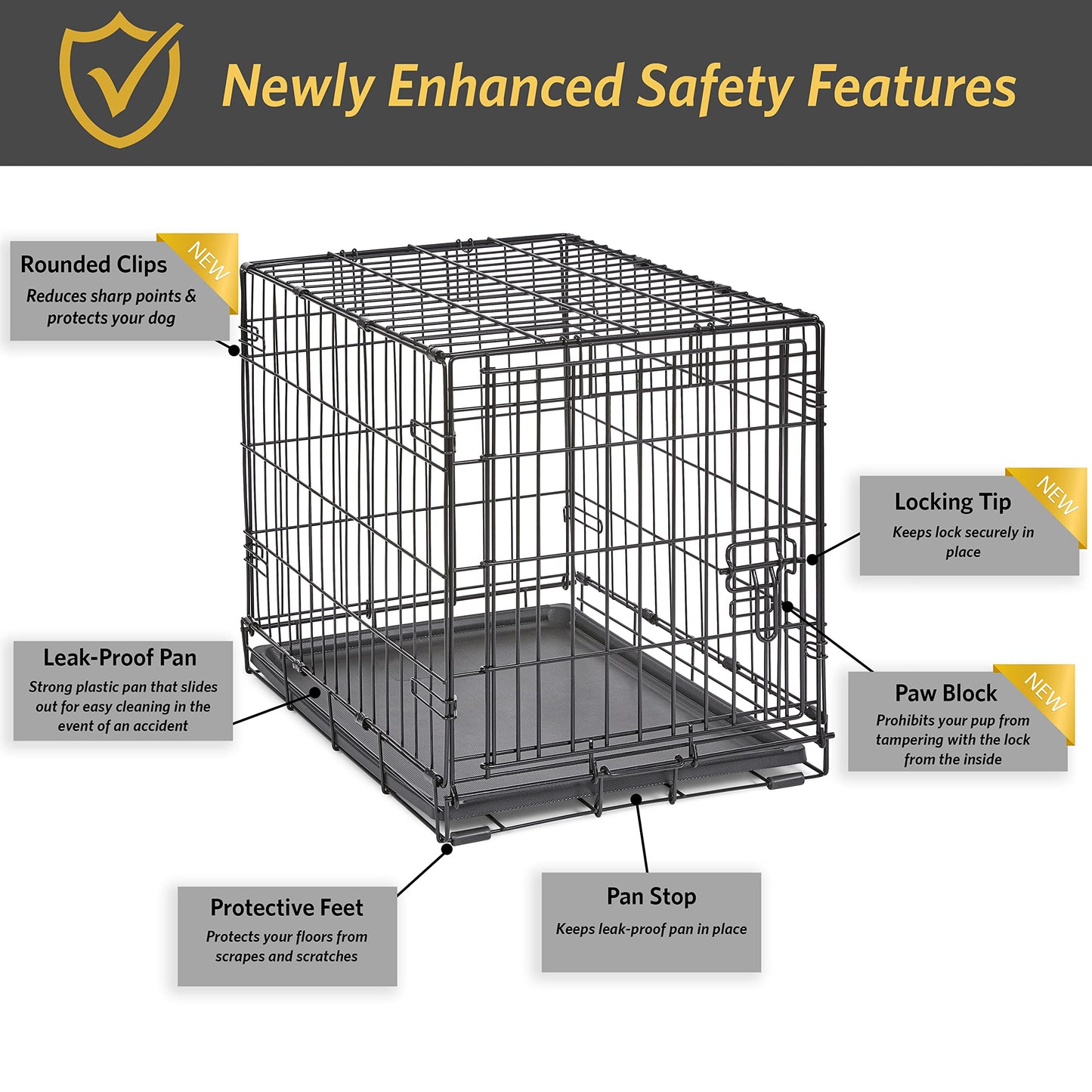 Folding Metal Dog Crate; Double Door 30" by New World Pet Products in Black