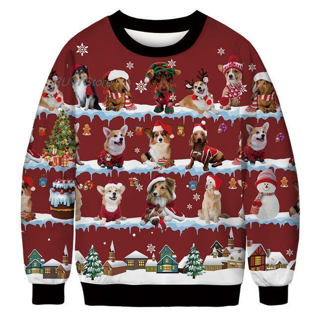 Unisex Animal Print Ugly Christmas Sweater
