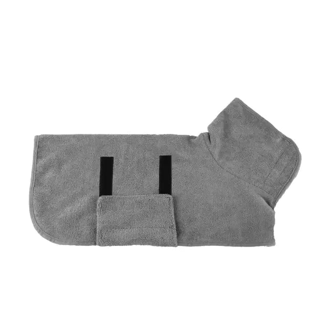 Super Absorbent Pet Bathrobe Towel Grey sold by Poopy and Poops General Pet Store poppyandpoops.ca