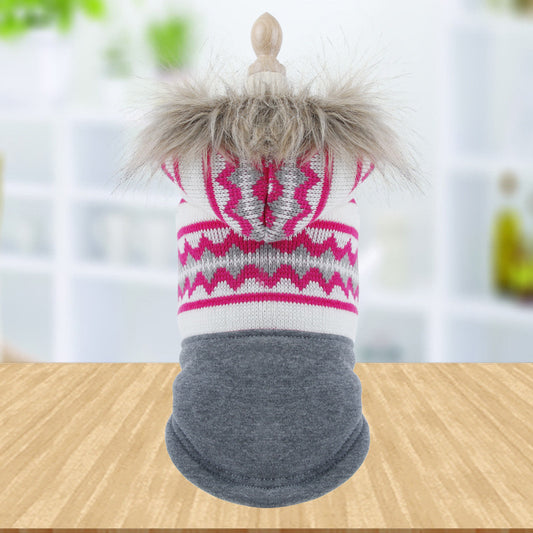 Dog Clothes Two-legged Coat With Big Fur Collar Trench Coat