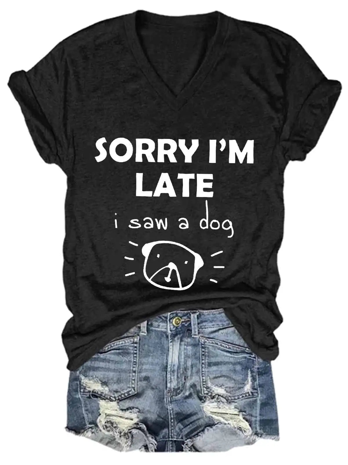 Women's Dog Statement V-Neck Tee sold by Poopy and Poops General Pet Store poppyandpoops.ca